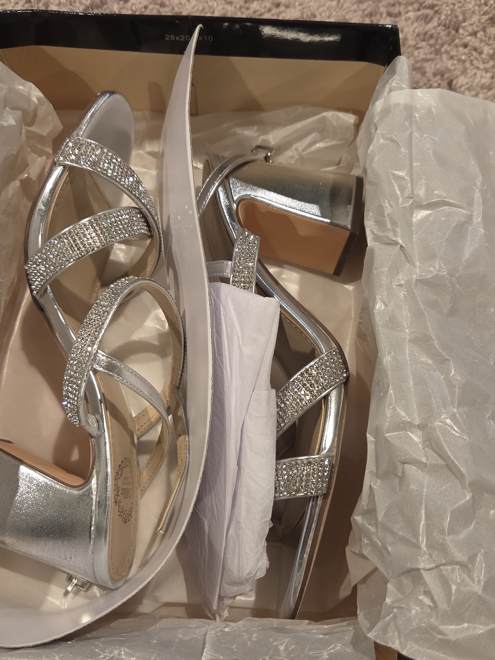 I. Miller Silver Crystal Block Heels - Picture 4 of 11